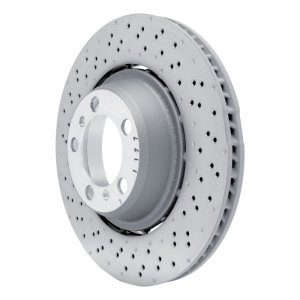 Porsche 911 Brake Rotor (1) - Left Rear - R1 Concepts - Drilled Carbon Alloy GeoMET - `13-`19
